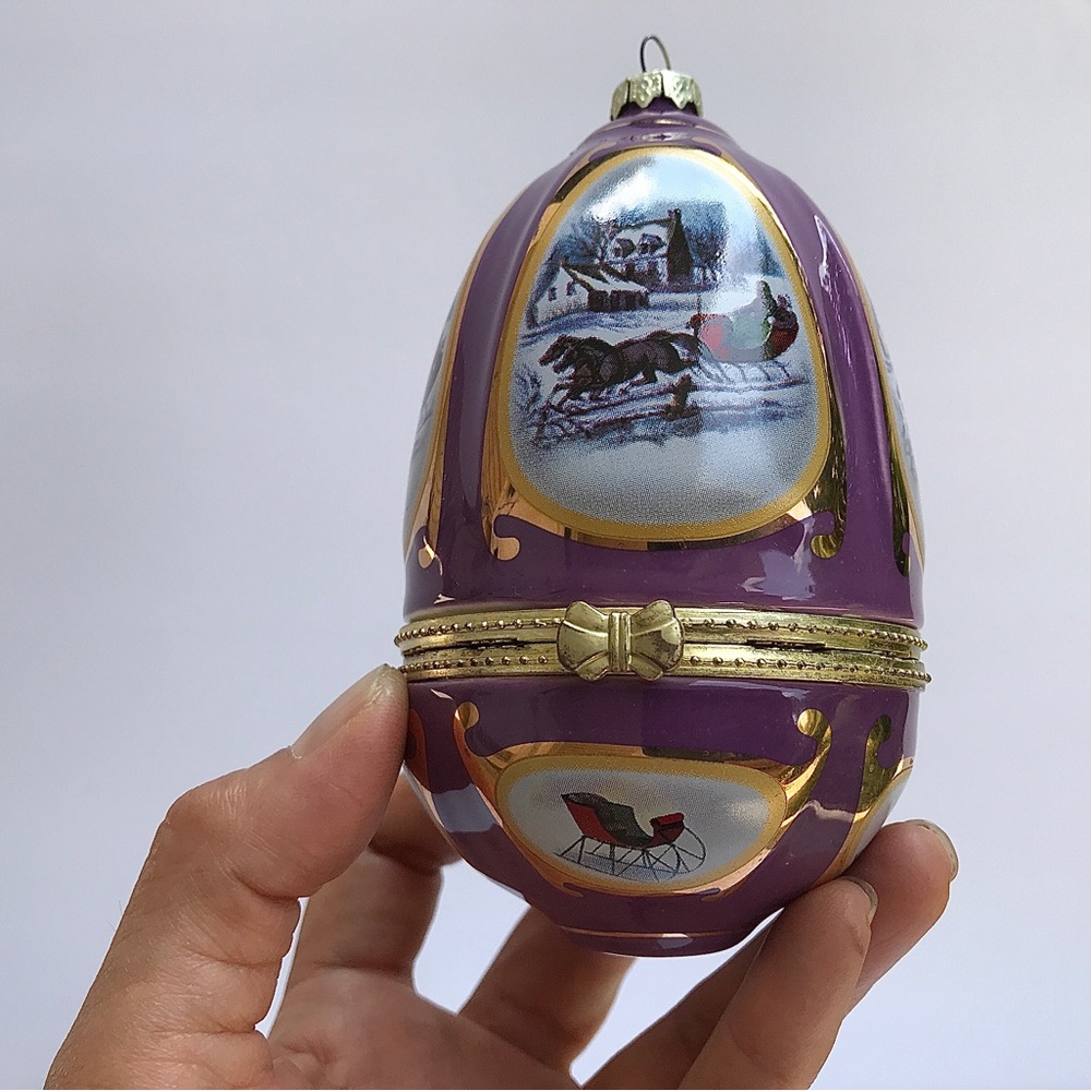 XL LUXURY DESIGNER Christmas Lithograph Ball Traditional Vintage Retro Ornament